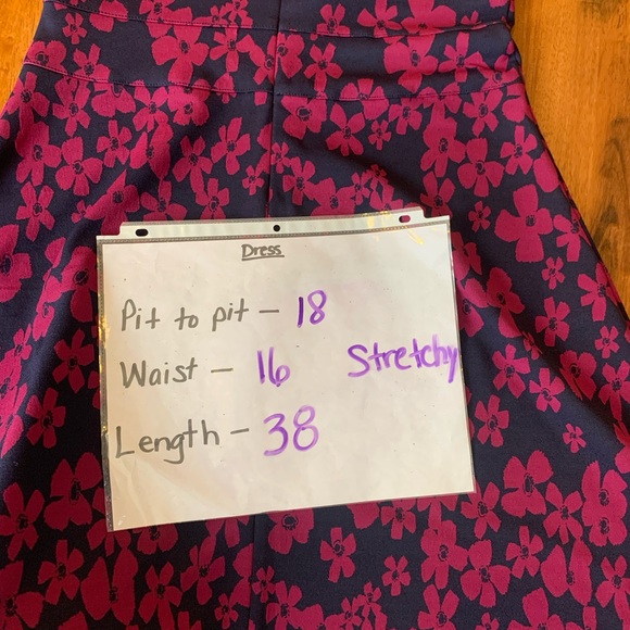 Tommy Hilfiger Dress 10 Purple Blue Floral Midi Dress Sleeveless Lined - Picture 6 of 11